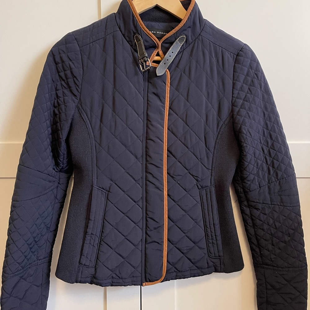Zara navy quilted jacket